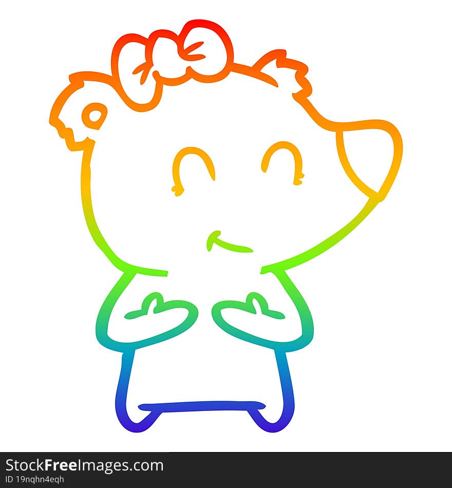 Rainbow Gradient Line Drawing Female Polar Bear Cartoon