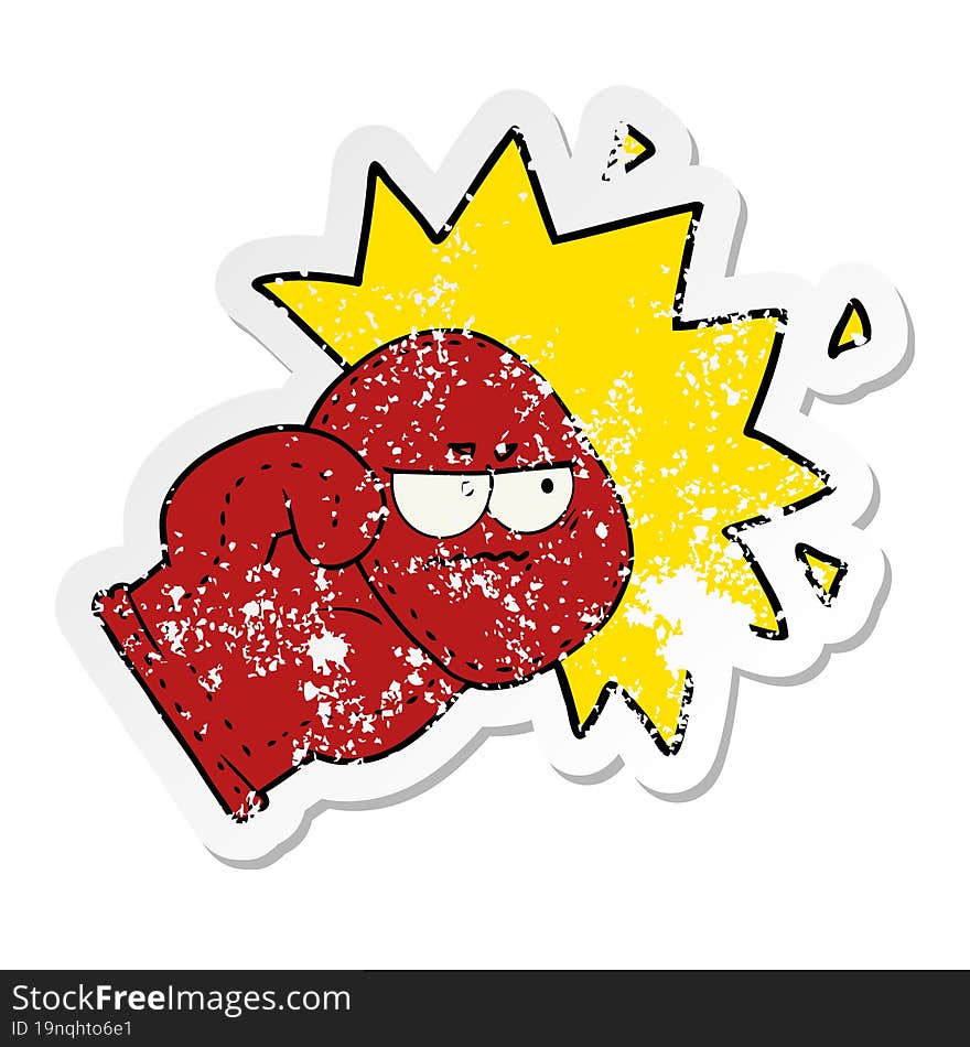 distressed sticker of a cartoon boxing glove