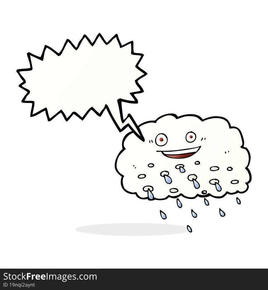 cartoon rain cloud with speech bubble