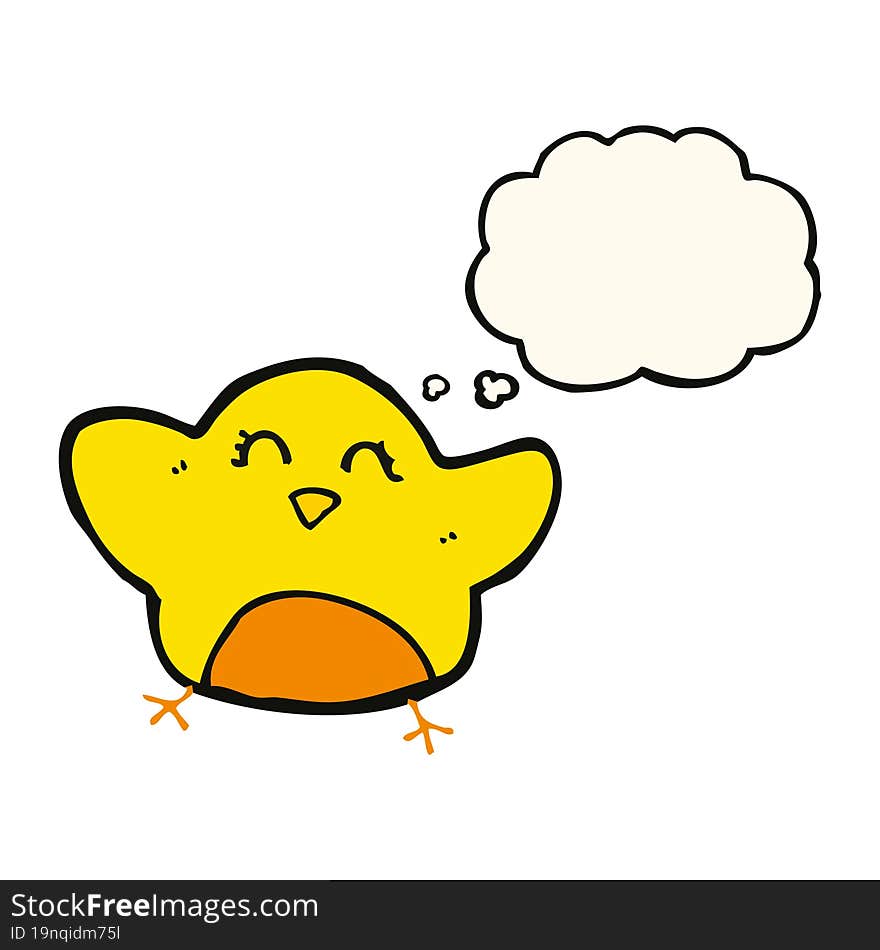 cartoon bird with thought bubble