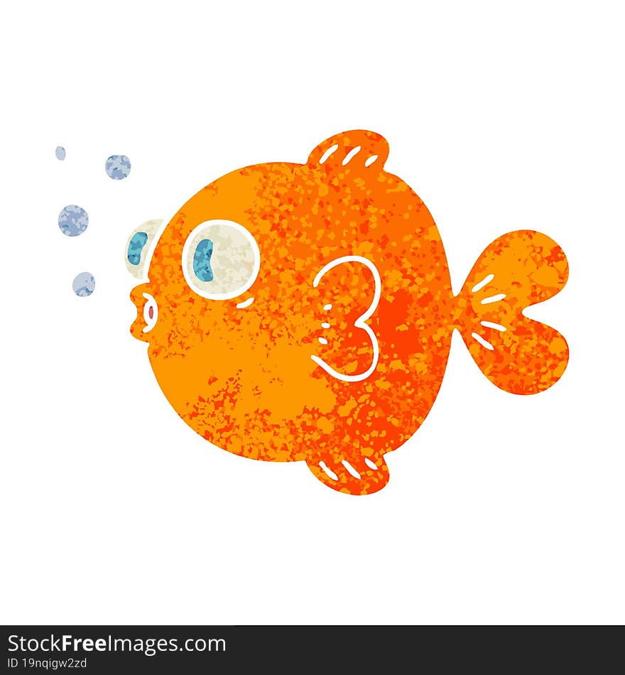 quirky retro illustration style cartoon fish