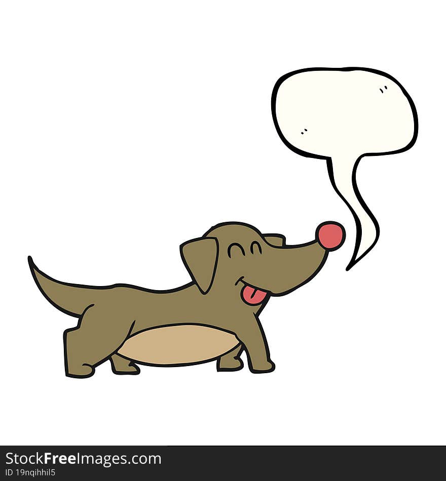 freehand drawn speech bubble cartoon happy little dog