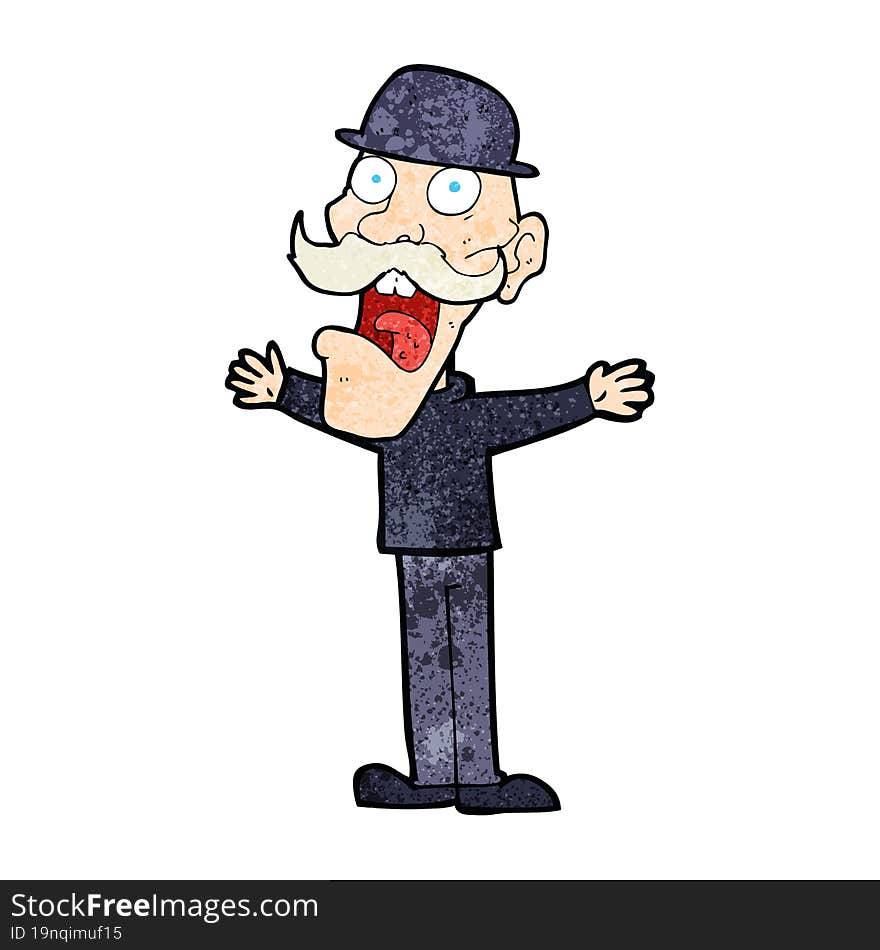 Cartoon Man Wearing Bowler Hat