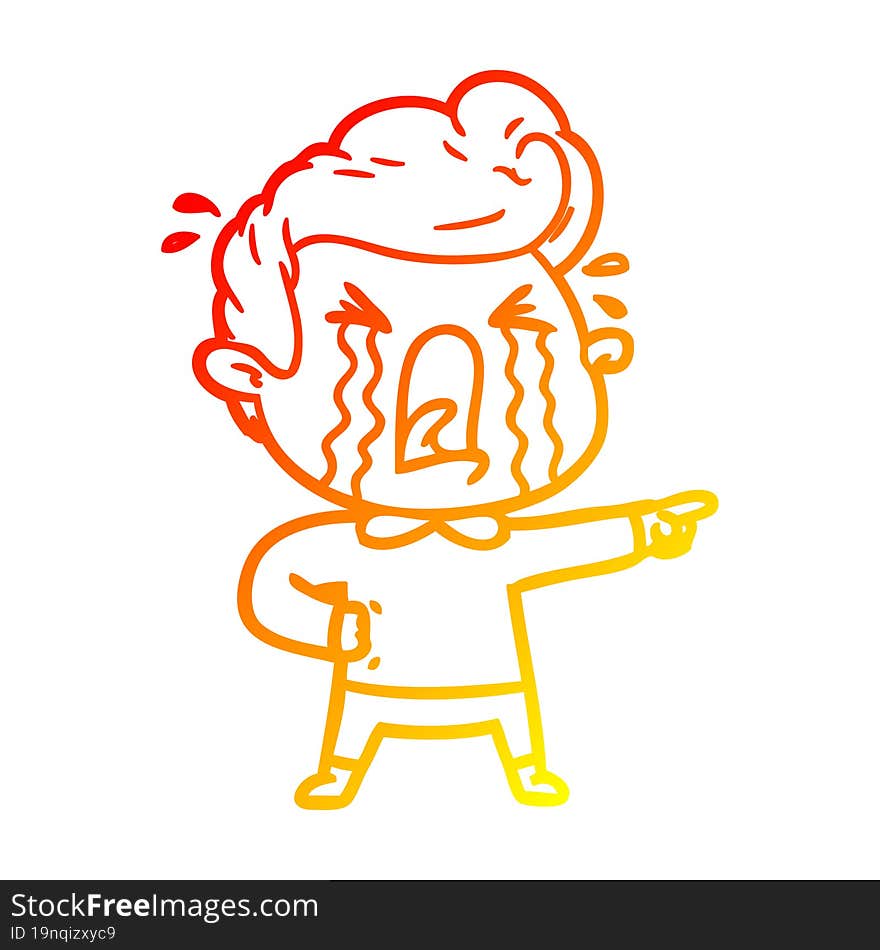 Warm Gradient Line Drawing Cartoon Crying Man