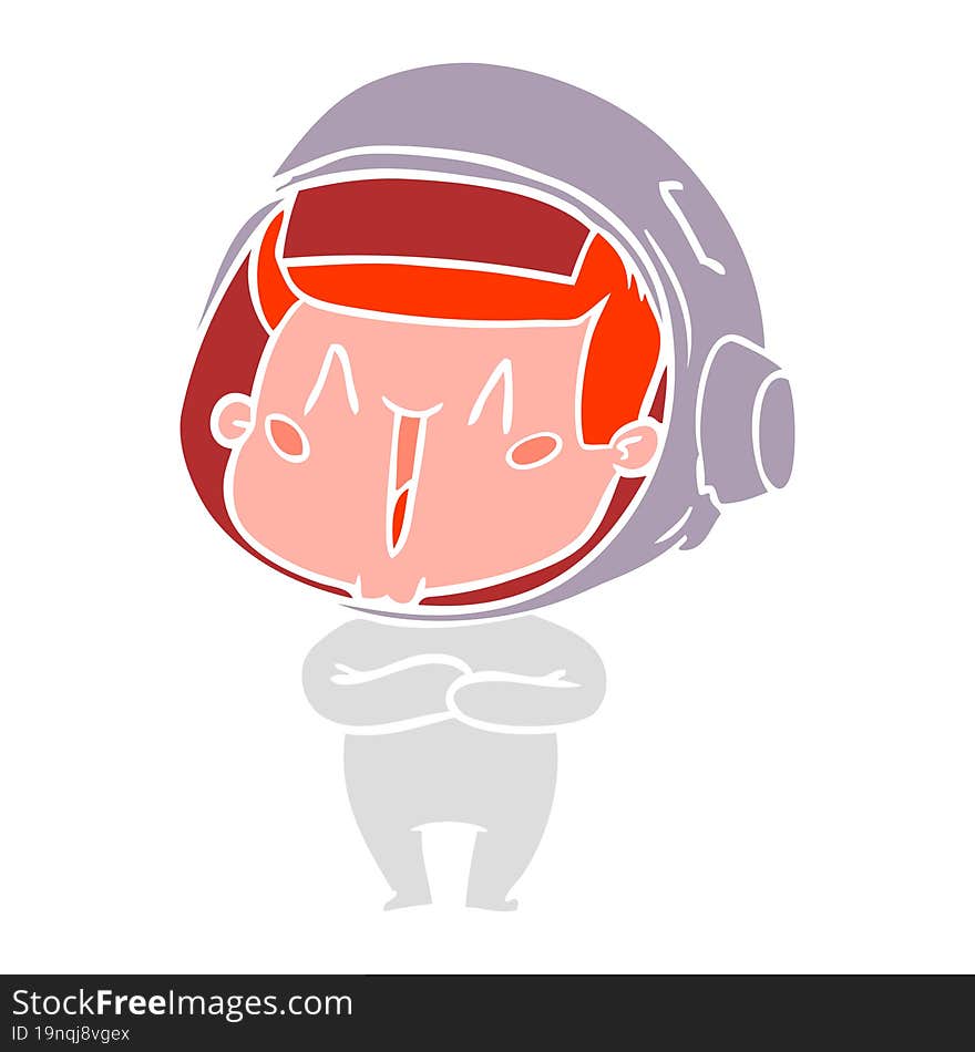 happy flat color style cartoon astronaut