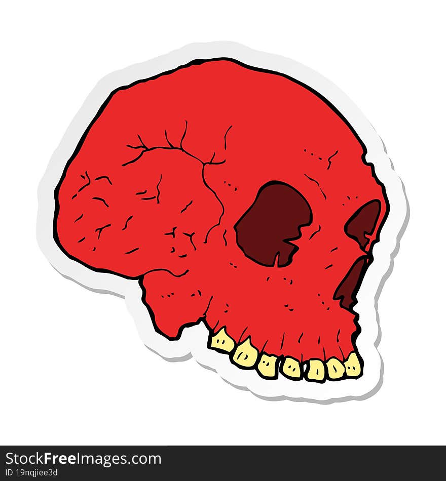 sticker of a cartoon spooky skull