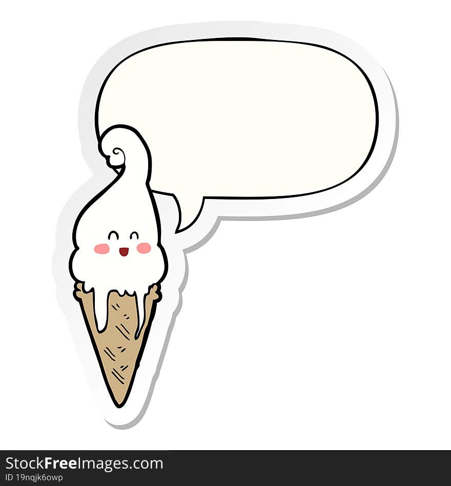 cartoon ice cream and speech bubble sticker