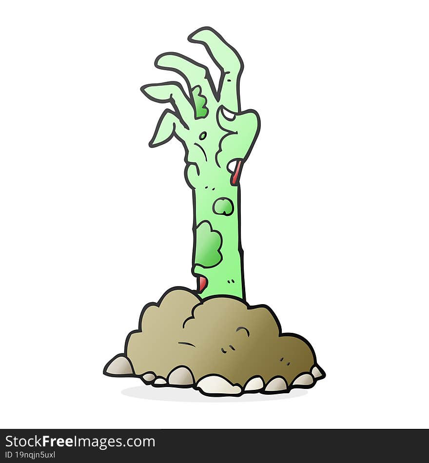 cartoon zombie hand rising from ground