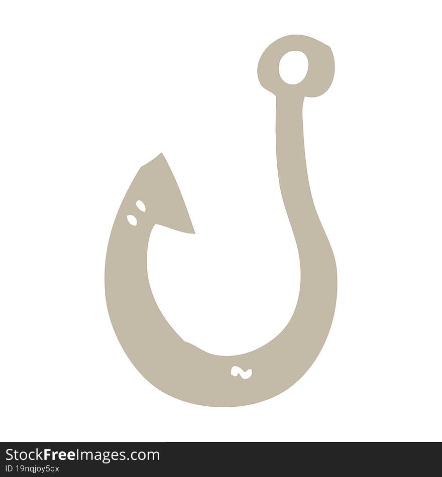 flat color illustration cartoon fish hook