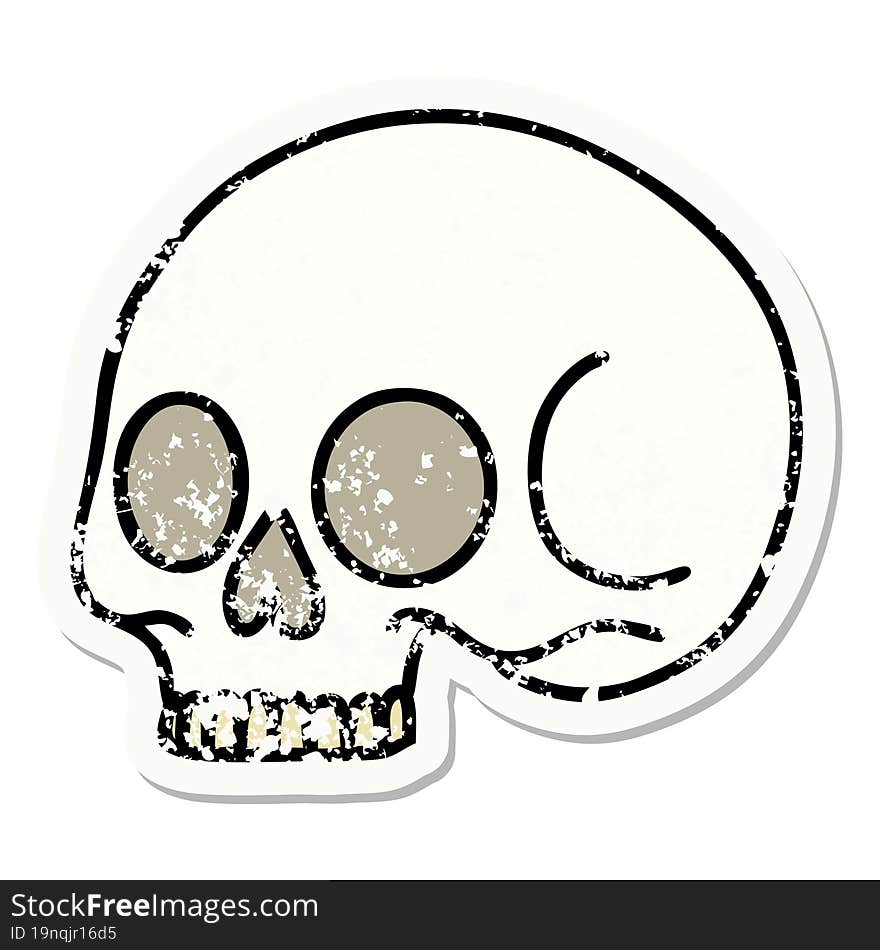 Traditional Distressed Sticker Tattoo Of A Skull