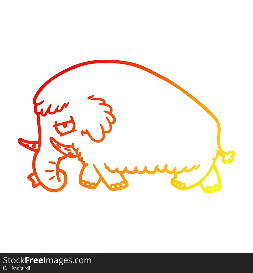 warm gradient line drawing cartoon mammoth