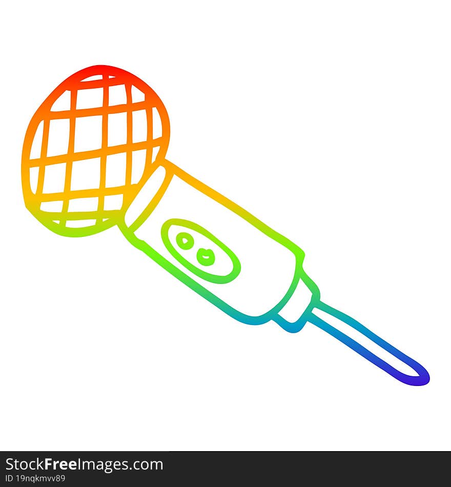 rainbow gradient line drawing of a cartoon microphone