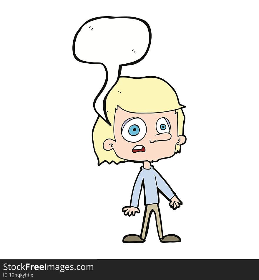 Cartoon Worried Boy With Speech Bubble