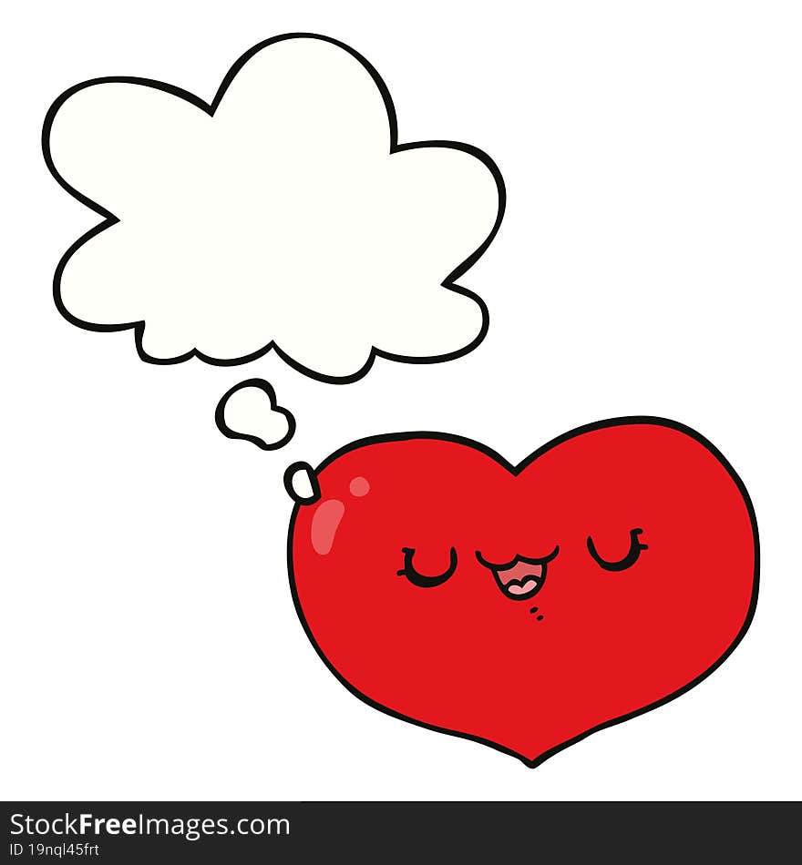 cartoon love heart with thought bubble. cartoon love heart with thought bubble