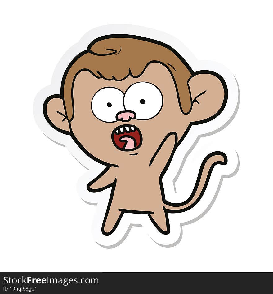 sticker of a cartoon shocked monkey