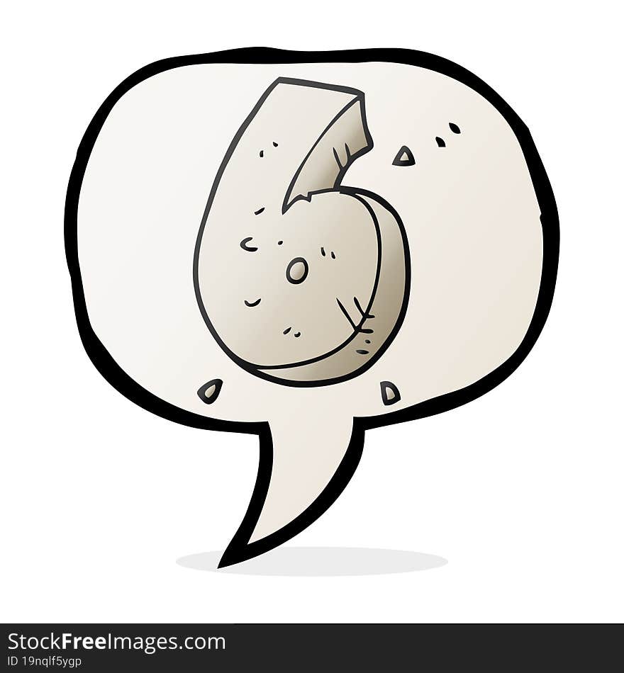 speech bubble cartoon stone number six