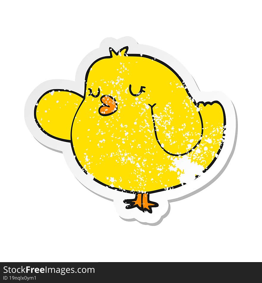 distressed sticker of a cartoon bird