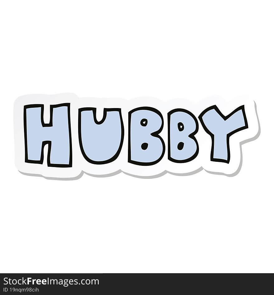 sticker of a cartoon word hubby