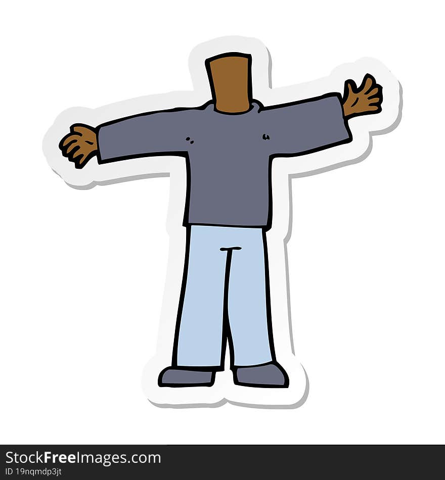 Sticker Of A Cartoon Body With Open Arms