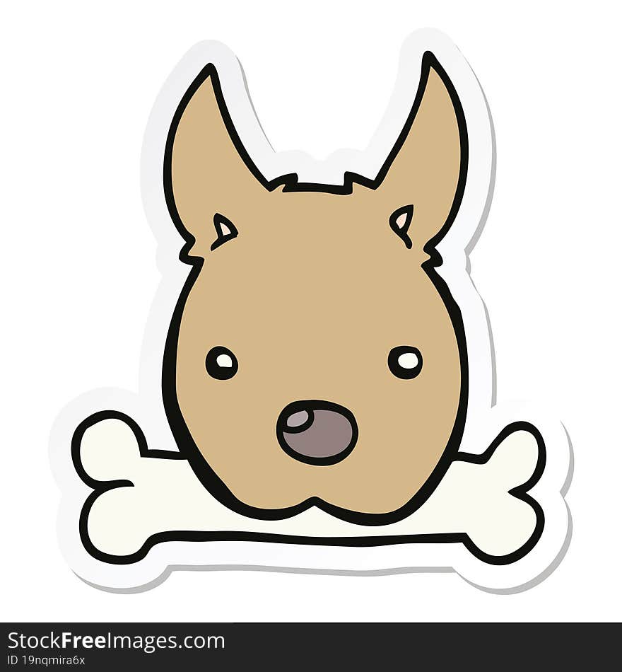 sticker of a cartoon dog with bone