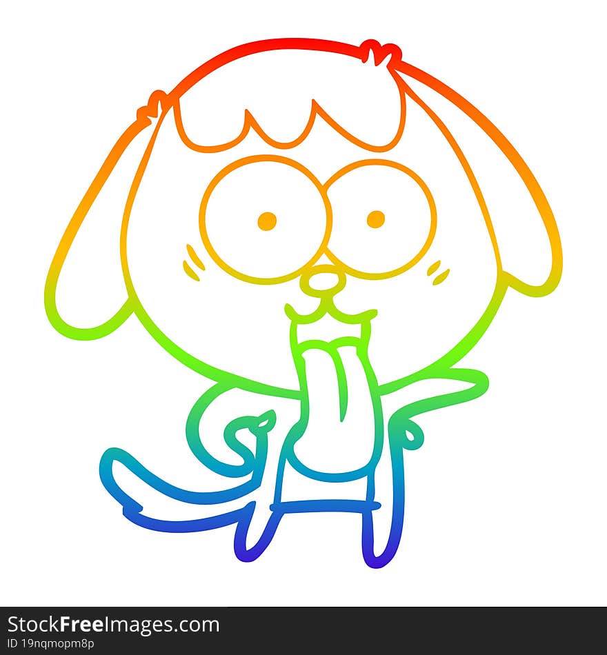 Rainbow Gradient Line Drawing Cute Cartoon Dog