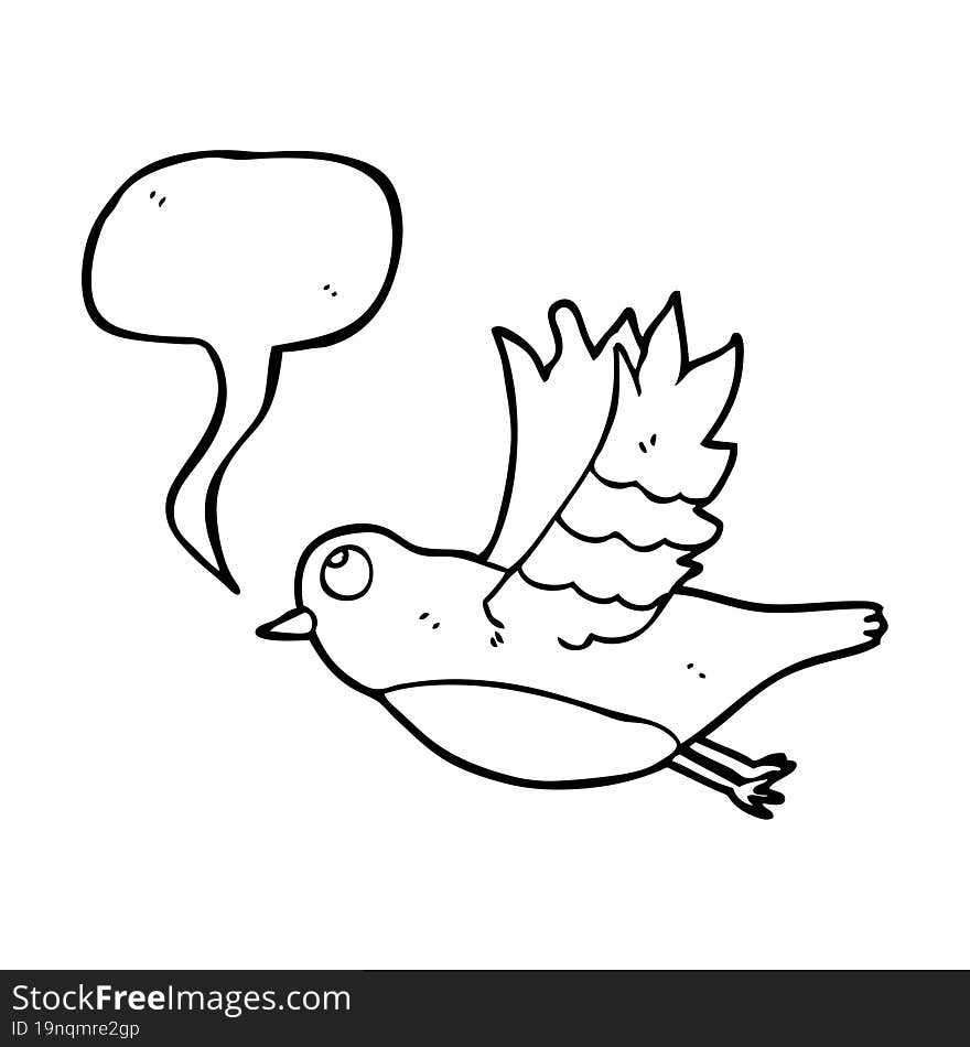 speech bubble cartoon bird flying