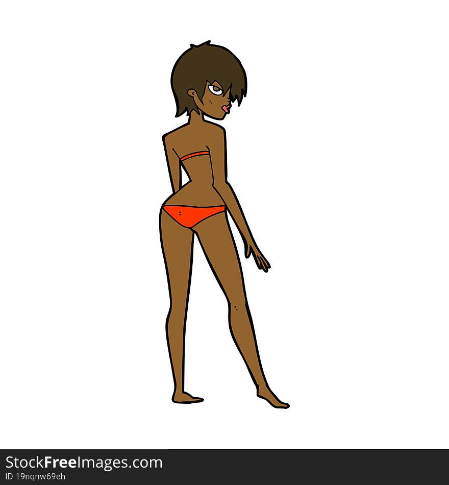 cartoon woman in bikini