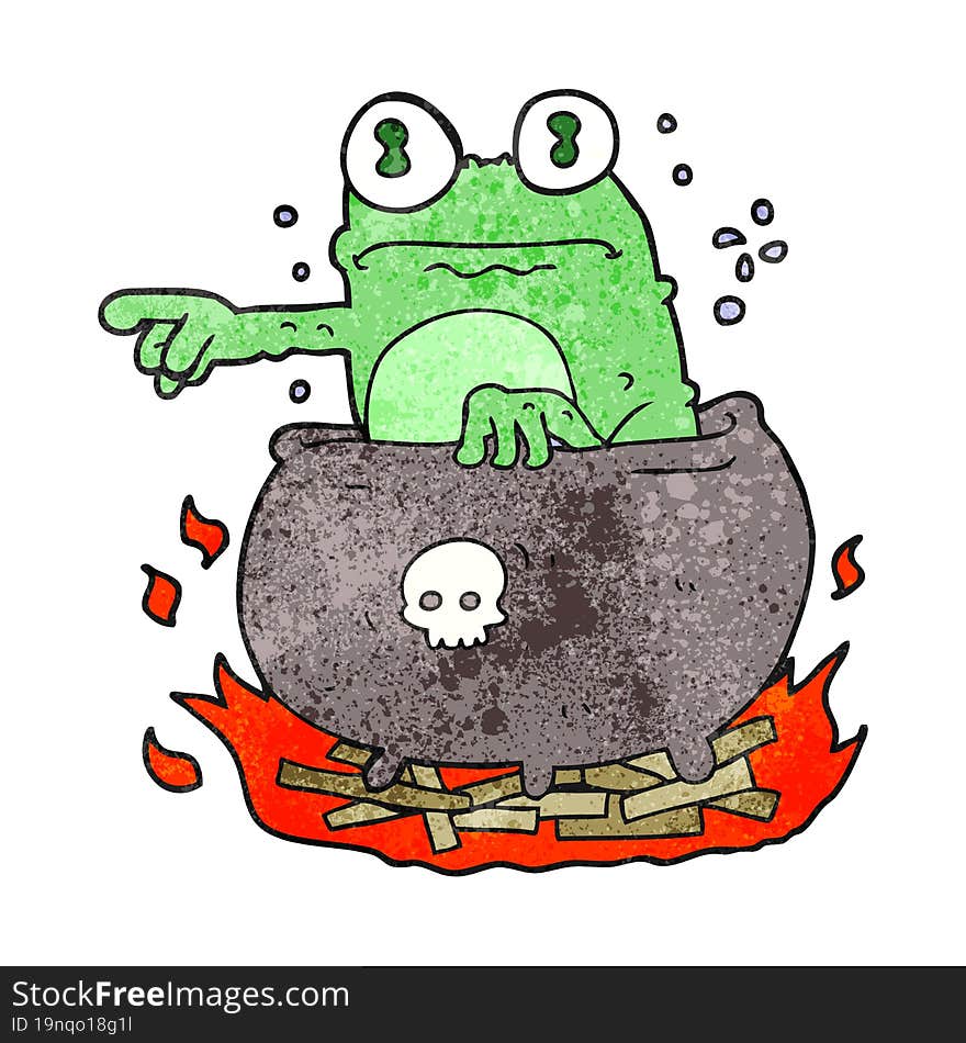 textured cartoon halloween toad in cauldron