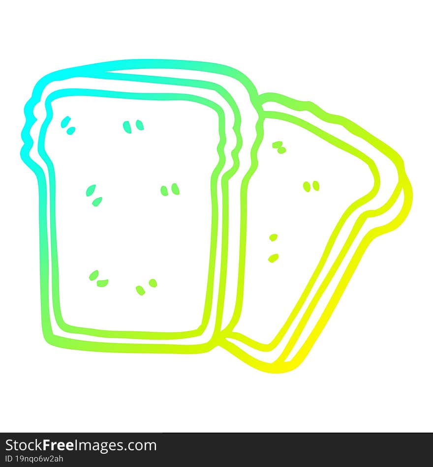 cold gradient line drawing of a cartoon slices of bread