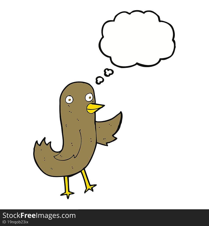 funny cartoon bird with thought bubble