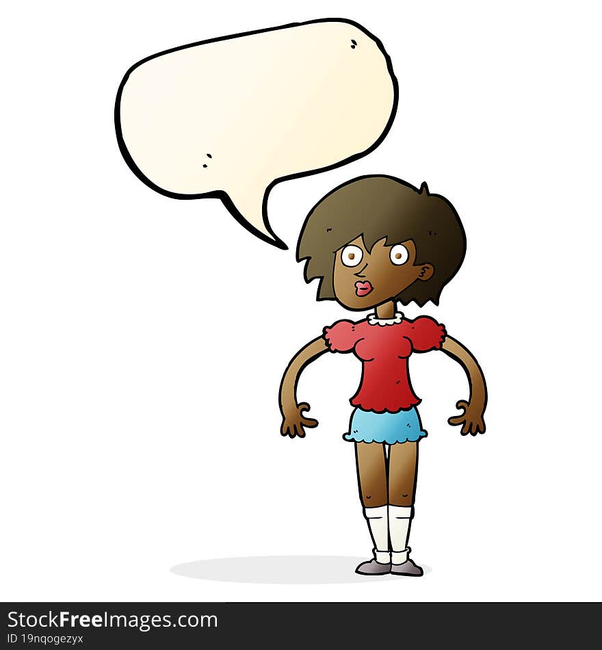 cartoon surprised woman with speech bubble