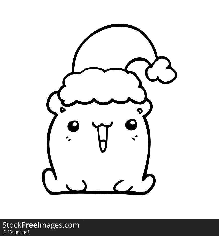 cute cartoon bear with christmas hat