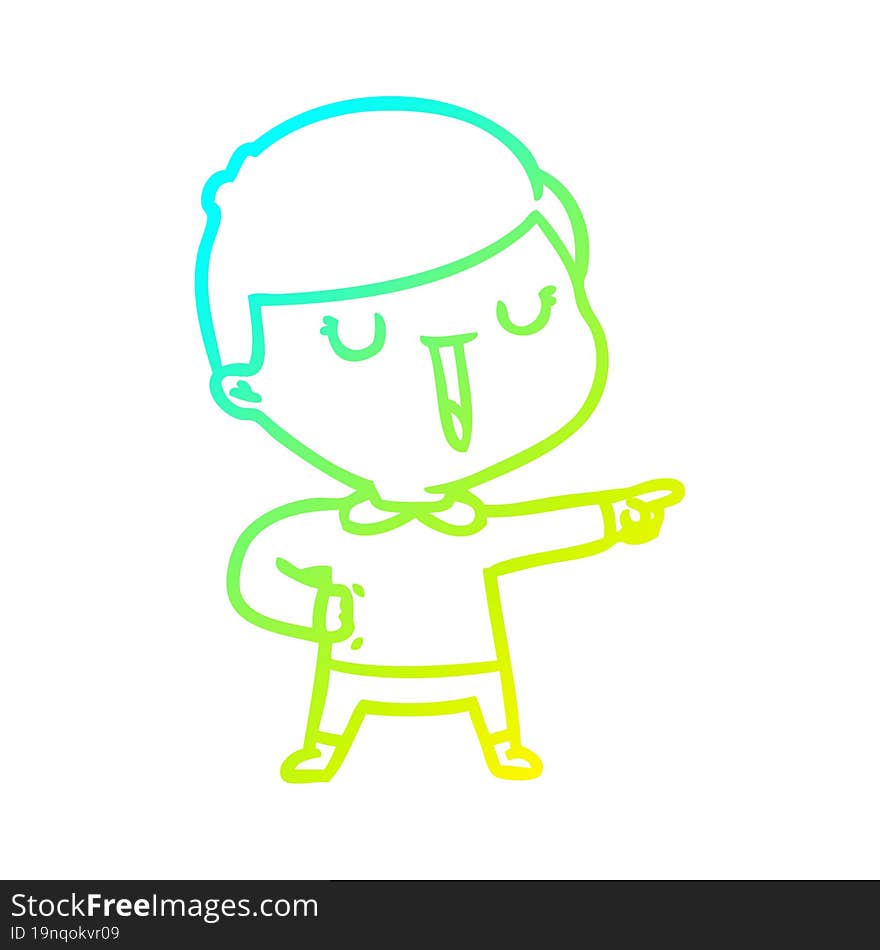 cold gradient line drawing cartoon happy boy