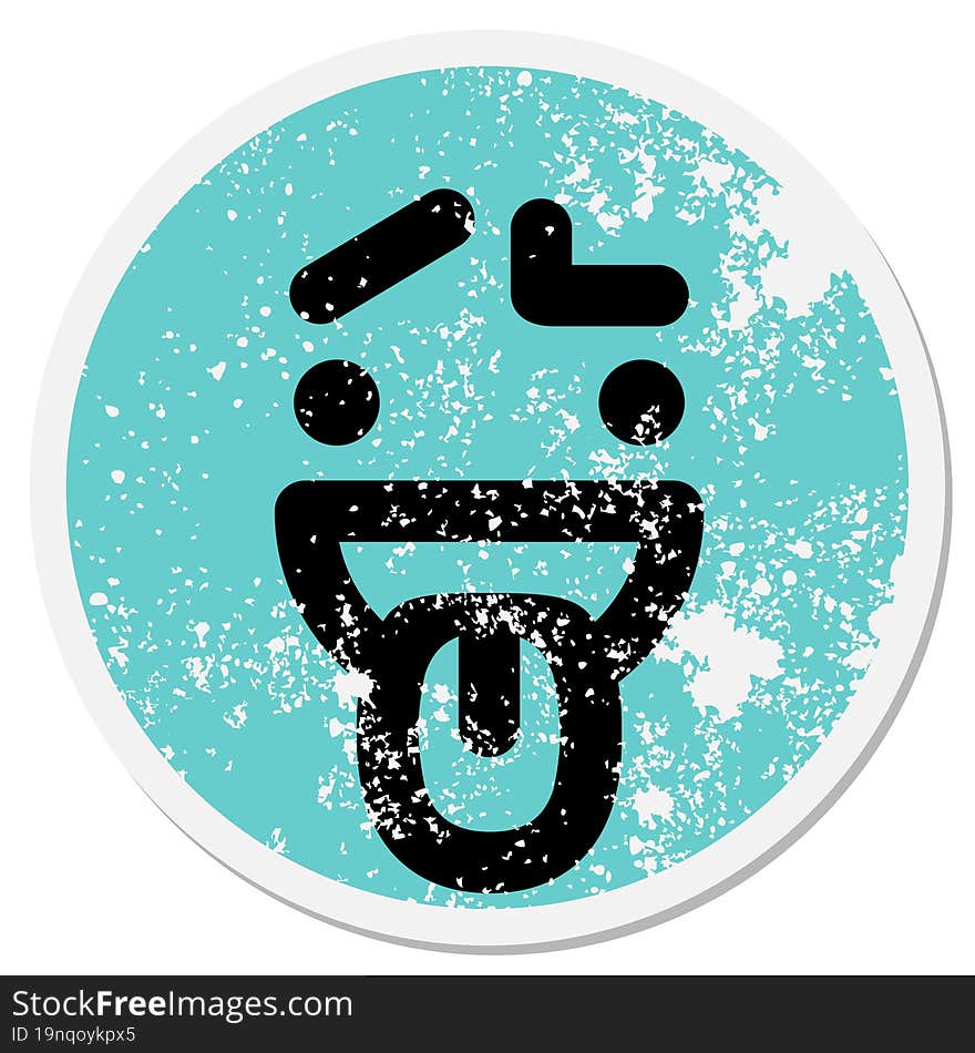 happy confused face circular sticker