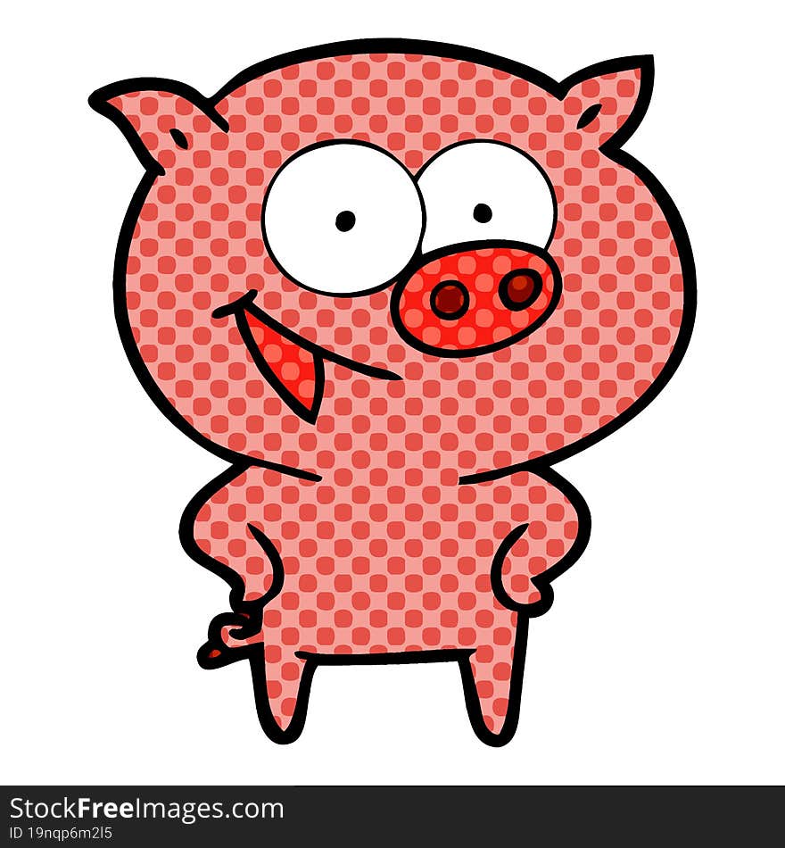 cheerful pig cartoon. cheerful pig cartoon