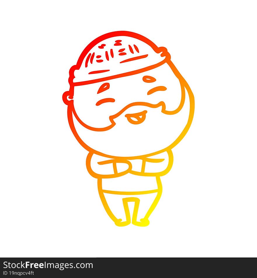 warm gradient line drawing cartoon happy bearded man