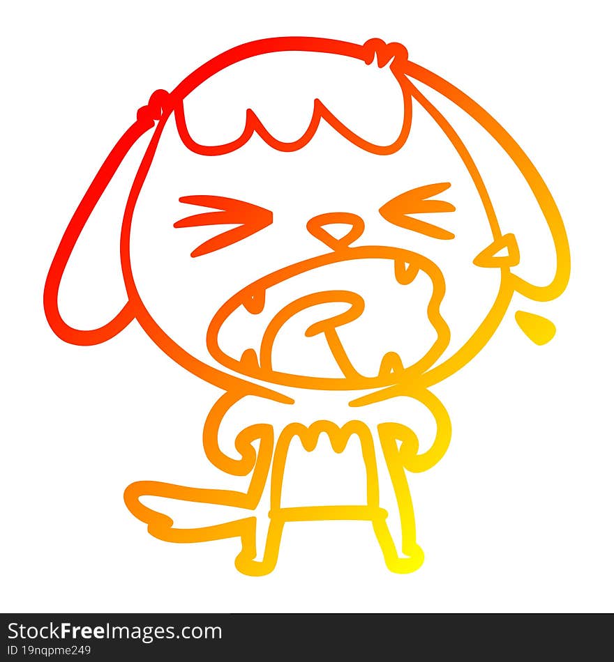 warm gradient line drawing of a cute cartoon dog