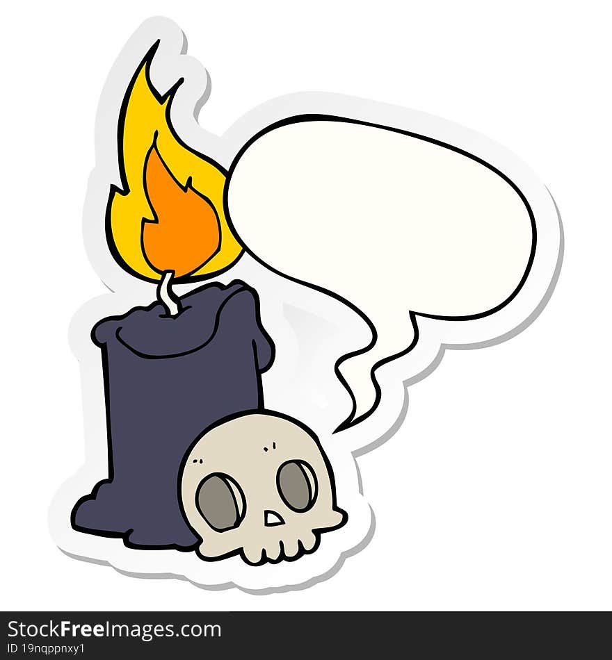 Cartoon Skull And Candle And Speech Bubble Sticker