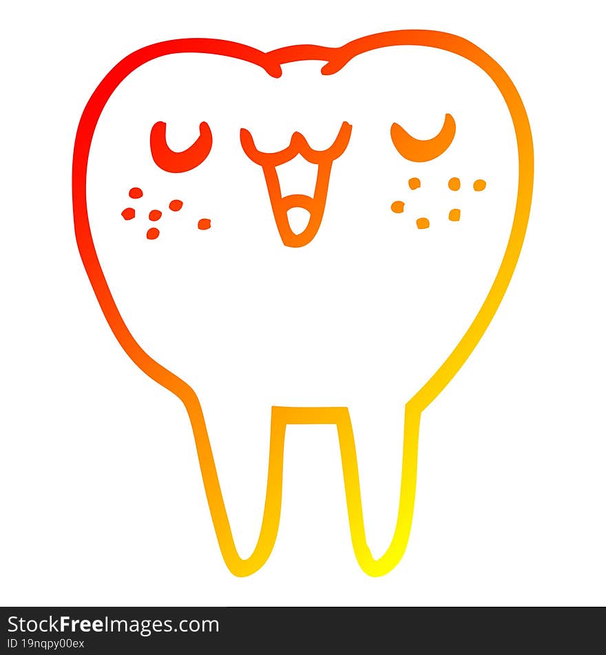 warm gradient line drawing cartoon tooth