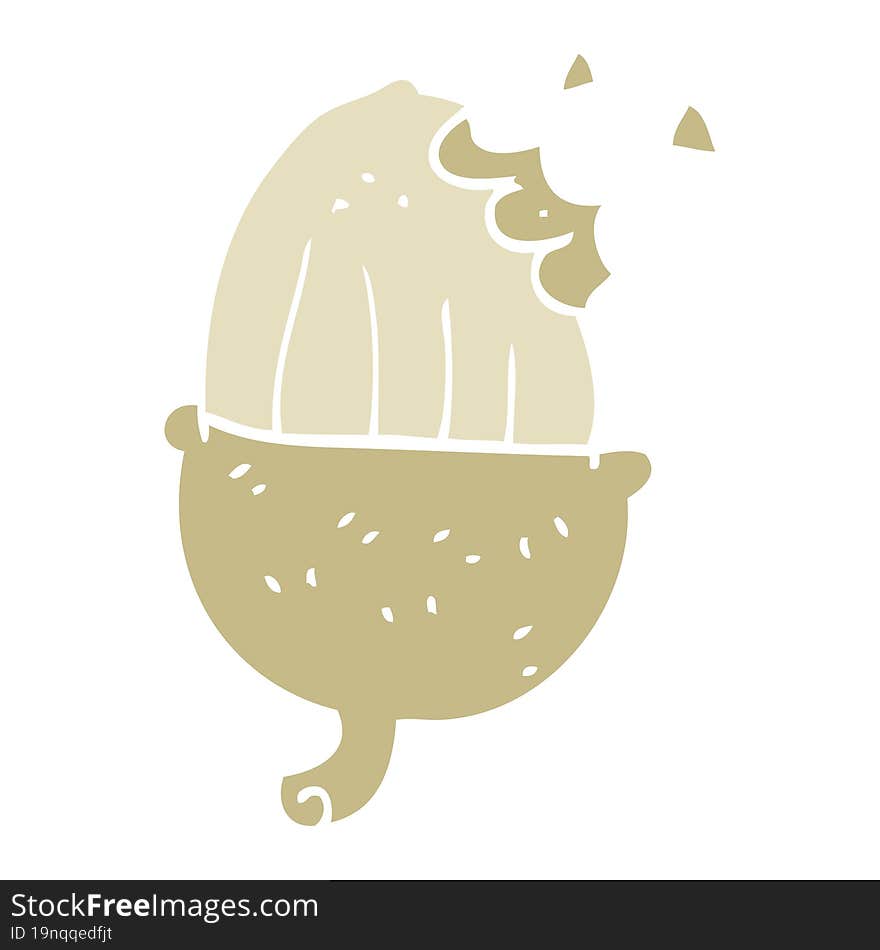 flat color illustration of a cartoon acorn