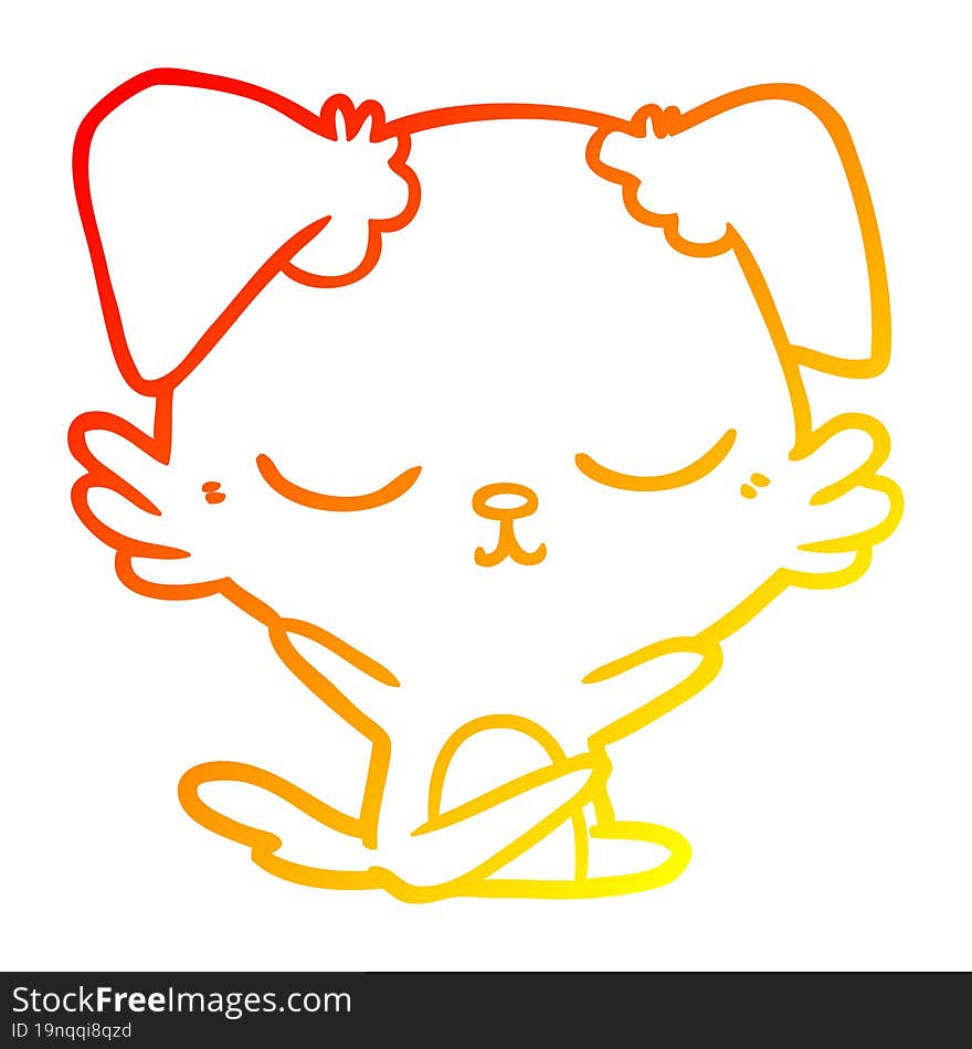 Warm Gradient Line Drawing Cute Cartoon Dog