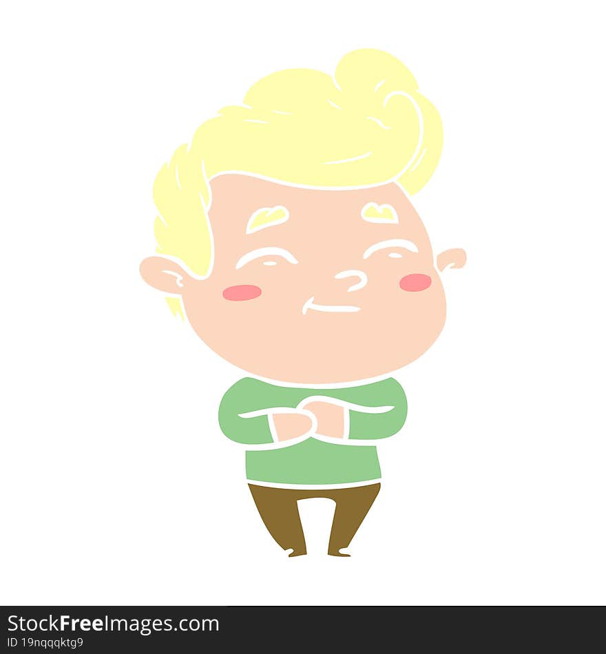 Happy Flat Color Style Cartoon Man