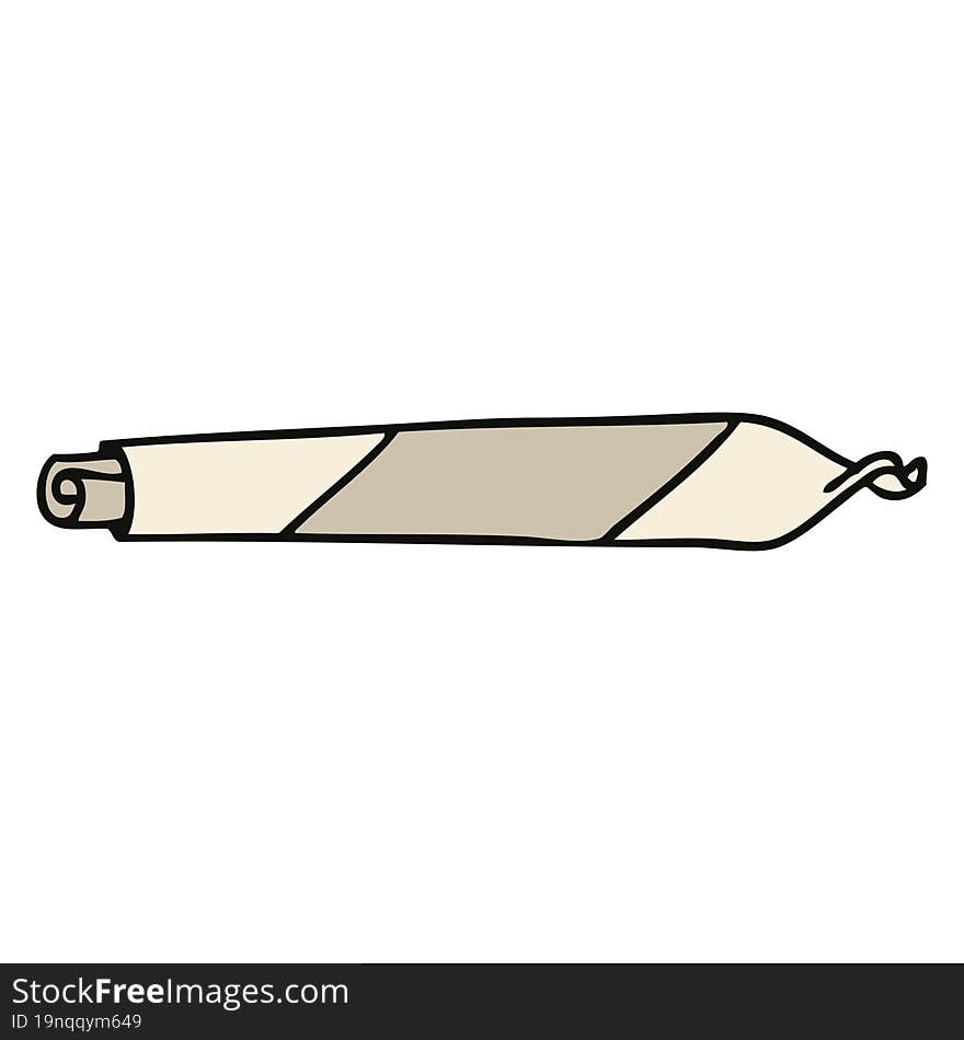 quirky hand drawn cartoon rolled up joint