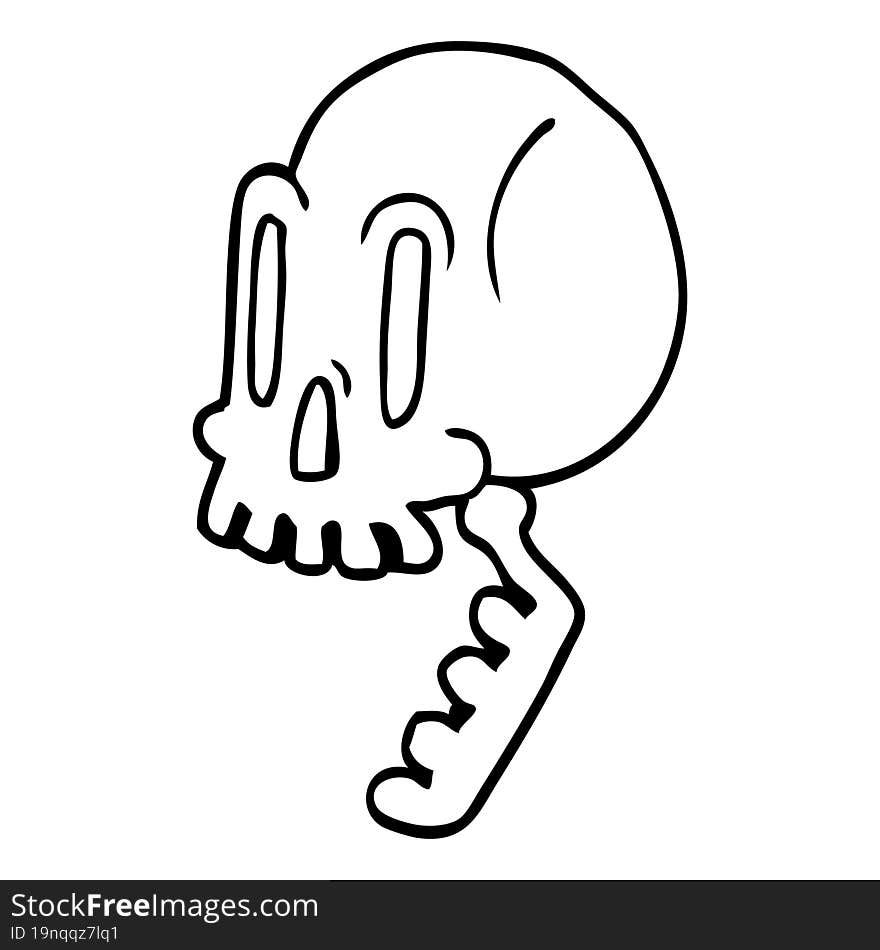 line drawing cartoon green skull