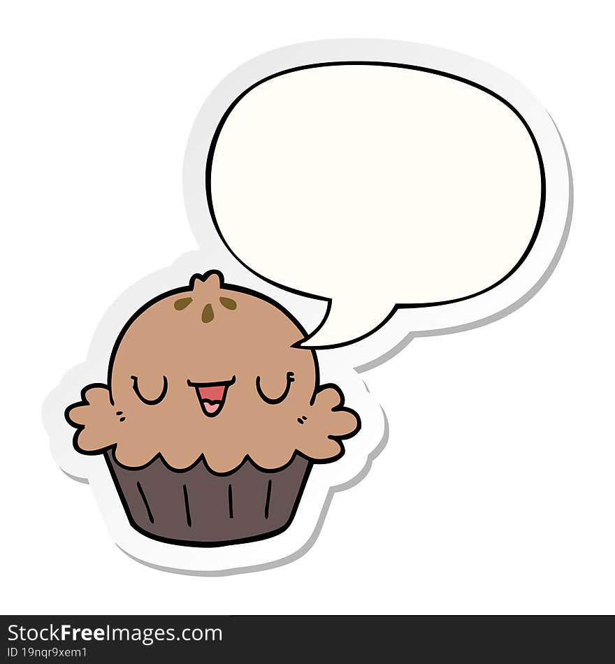 Cute Cartoon Pie And Speech Bubble Sticker