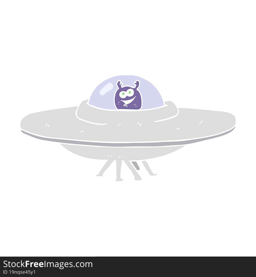 flat color illustration of a cartoon flying saucer