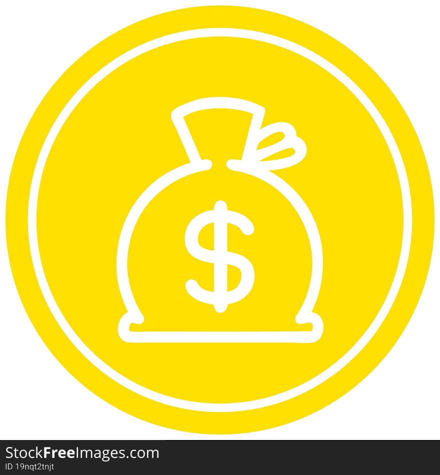 sack of money circular icon symbol