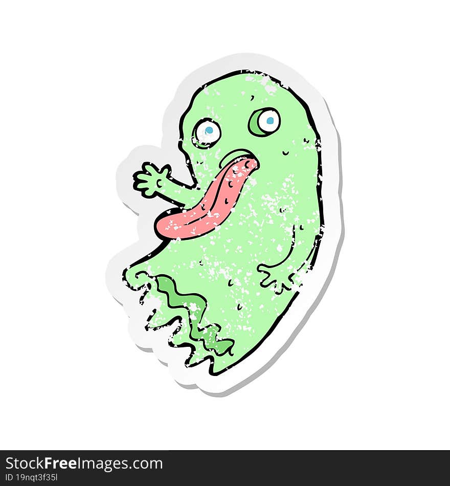 retro distressed sticker of a gross cartoon ghost