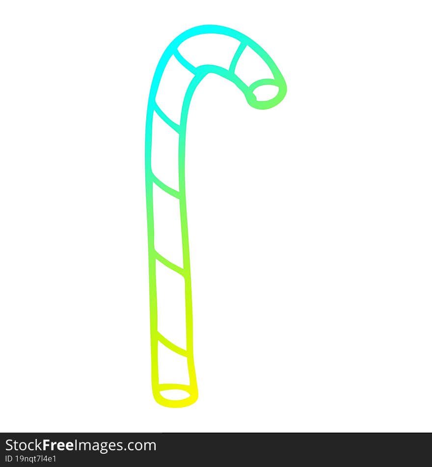 cold gradient line drawing cartoon candy cane