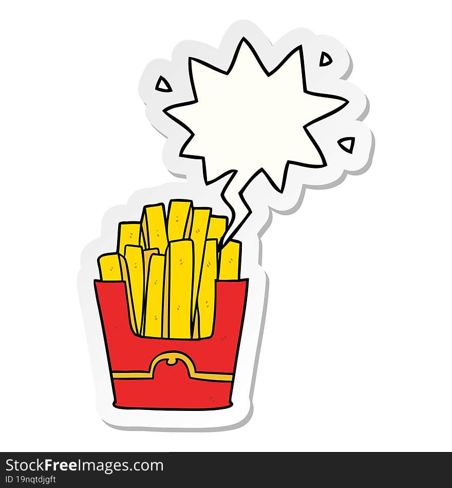 cartoon junk food fries and speech bubble sticker